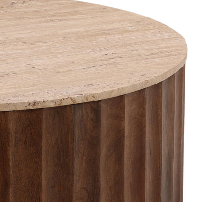 Henry & Mason - Tillie Brown Wood and Tavertine Coffee Table  - DV7641 veiw 4