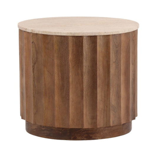 Henry & Mason - Tillie Brown Wood and Tavertine End Table  - DV7642 veiw 1