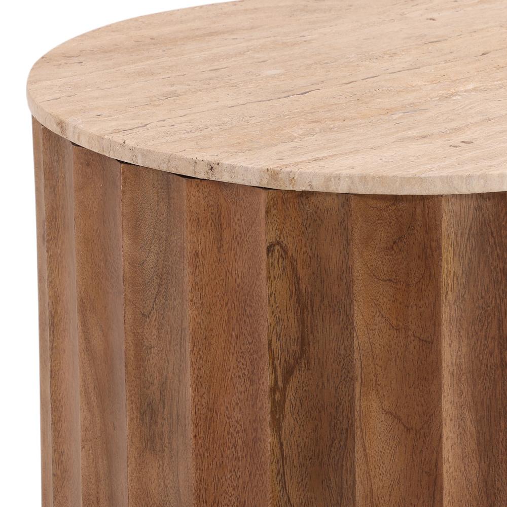 Henry & Mason - Tillie Brown Wood and Tavertine End Table  - DV7642 veiw 3