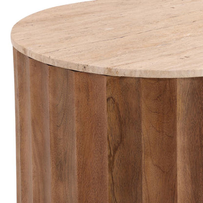 Henry & Mason - Tillie Brown Wood and Tavertine End Table  - DV7642 veiw 3