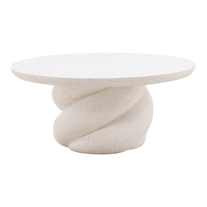 Henry & Mason - Trish 35.25in Round Lightweight Concrete Outdoor Coffee Table in Ivory - DV7304 veiw 1