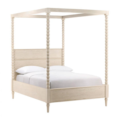Henry & Mason - Ulti Rubberwood Queen Canopy Bed In Whitewashed Oak - DV7192 veiw 1