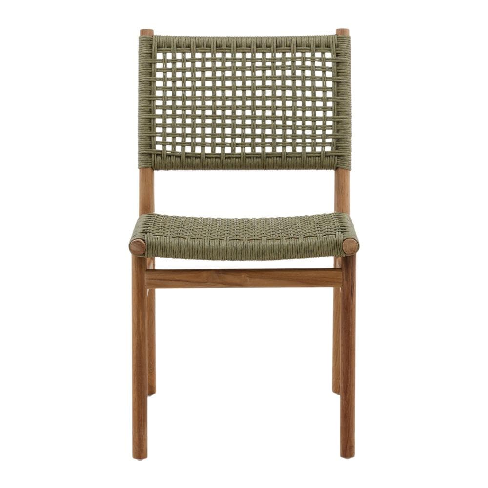 Henry & Mason - Umbridge Teak Wood and Rattan Outdoor Dining Chair in Green and Natural - Set of 2 - DV7231 veiw 2