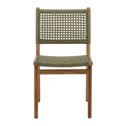Henry & Mason - Umbridge Teak Wood and Rattan Outdoor Dining Chair in Green and Natural - Set of 2 - DV7231 veiw 2