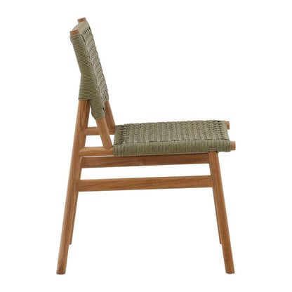 Henry & Mason - Umbridge Teak Wood and Rattan Outdoor Dining Chair in Green and Natural - Set of 2 - DV7231 veiw 3