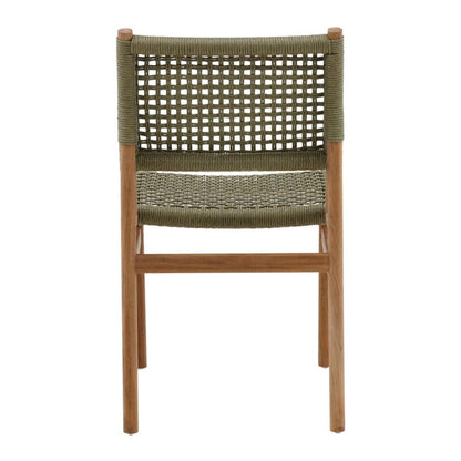 Henry & Mason - Umbridge Teak Wood and Rattan Outdoor Dining Chair in Green and Natural - Set of 2 - DV7231 veiw 4