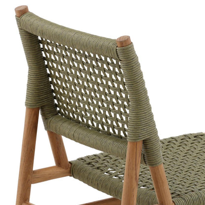 Henry & Mason - Umbridge Teak Wood and Rattan Outdoor Dining Chair in Green and Natural - Set of 2 - DV7231 veiw 5