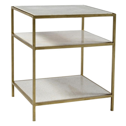 Henry & Mason - Ungali Wrought Iron Multi- tier Side Table in Polished Brass with Natural Marble Shelves - DV7006 veiw 1
