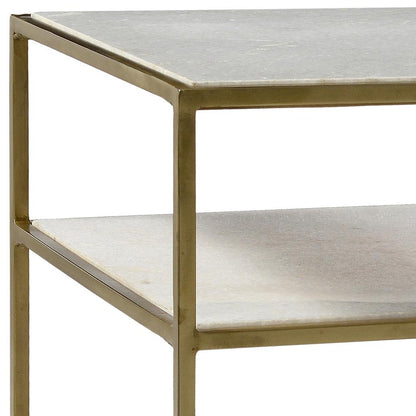 Henry & Mason - Ungali Wrought Iron Multi- tier Side Table in Polished Brass with Natural Marble Shelves - DV7006 veiw 2