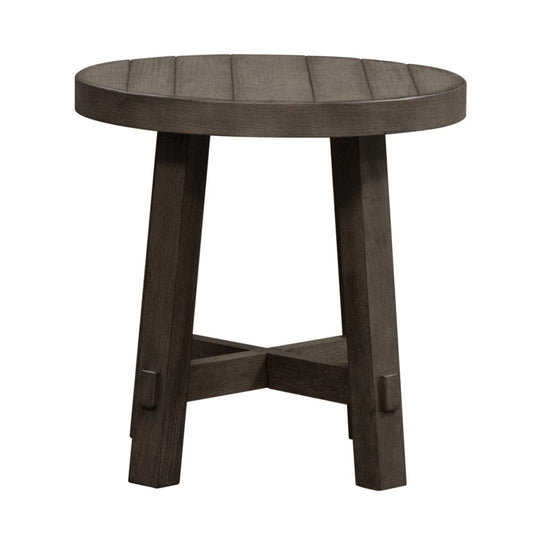 Henry & Mason - Urban Rustic Splay Leg Round End Table in Dusty Charcoal with Heavy Distressing - AFA02565 view 1