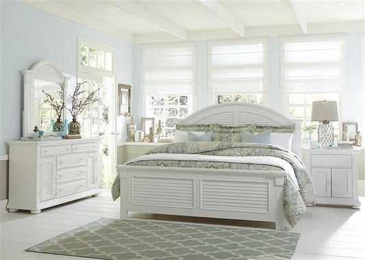 Henry & Mason - Vacation Villa I Queen Panel Bed, Dresser & Mirror, Night Stand in Oyster White - AFA03128 view 1
