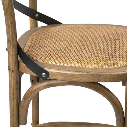 Henry & Mason - Vashi Solid Oak Wood Counter Stool with Metal Cross Back and Rattan Seat - DV7034 veiw 4