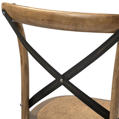 Henry & Mason - Vashi Solid Oak Wood Counter Stool with Metal Cross Back and Rattan Seat - DV7034 veiw 5