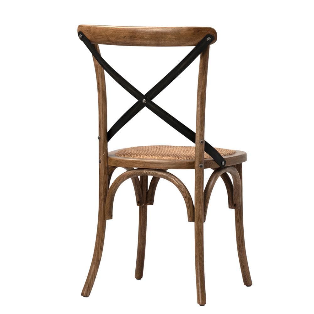 Henry & Mason - Vashi Solid Oak Wood Dining Chair with Metal Cross Back and Rattan Seat - DV7033 veiw 3