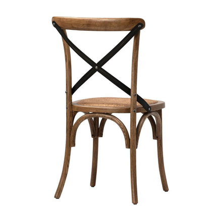 Henry & Mason - Vashi Solid Oak Wood Dining Chair with Metal Cross Back and Rattan Seat - DV7033 veiw 3