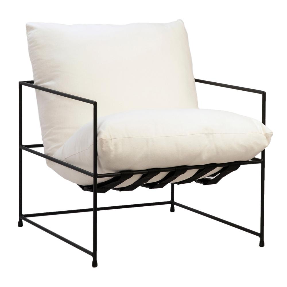 Henry & Mason - Vigo Black Iron with White Cottton Fabric Occasional Chair - DV7129 veiw 1
