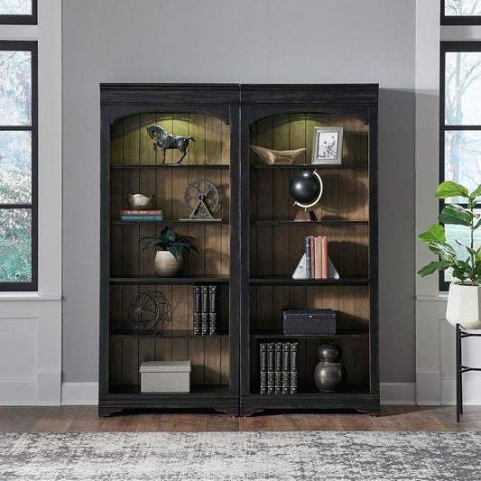 Henry & Mason - Vintage Blend 2 Piece Bunching Bookcase in Aged Charcoal with Rub Thru & Caramel - AFA03040 view 1