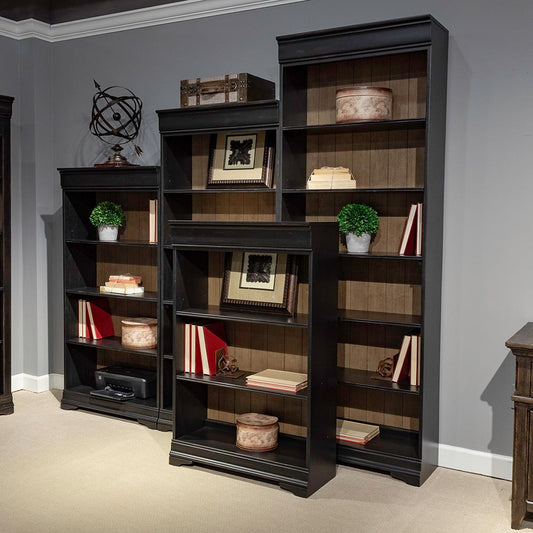 Henry & Mason - Vintage Blend Stepped Bookcase Wall in Aged Charcoal with Rub Thru & Caramel - AFA03049 view 1