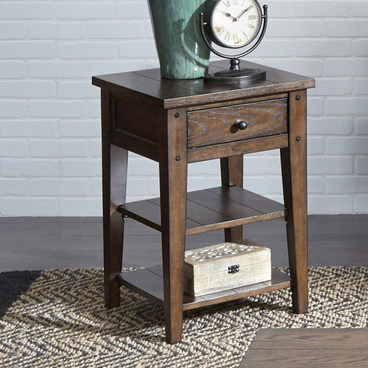 Henry & Mason - Waterfront Chair Side Table in Rustic Brown Oak - AFA01802 view 2