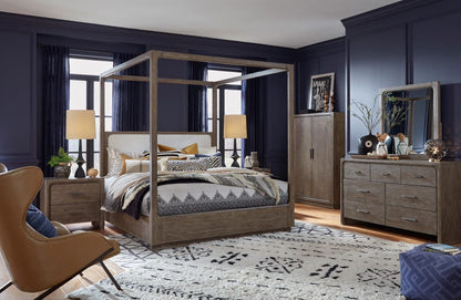 Henry & Mason  -  Westmere Dark Umber Queen Upholstered Poster Bed  - AFA01328 view 6