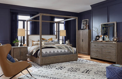 Henry & Mason  -  Westmere Dark Umber Queen Upholstered Poster Bed  - AFA01328 view 9