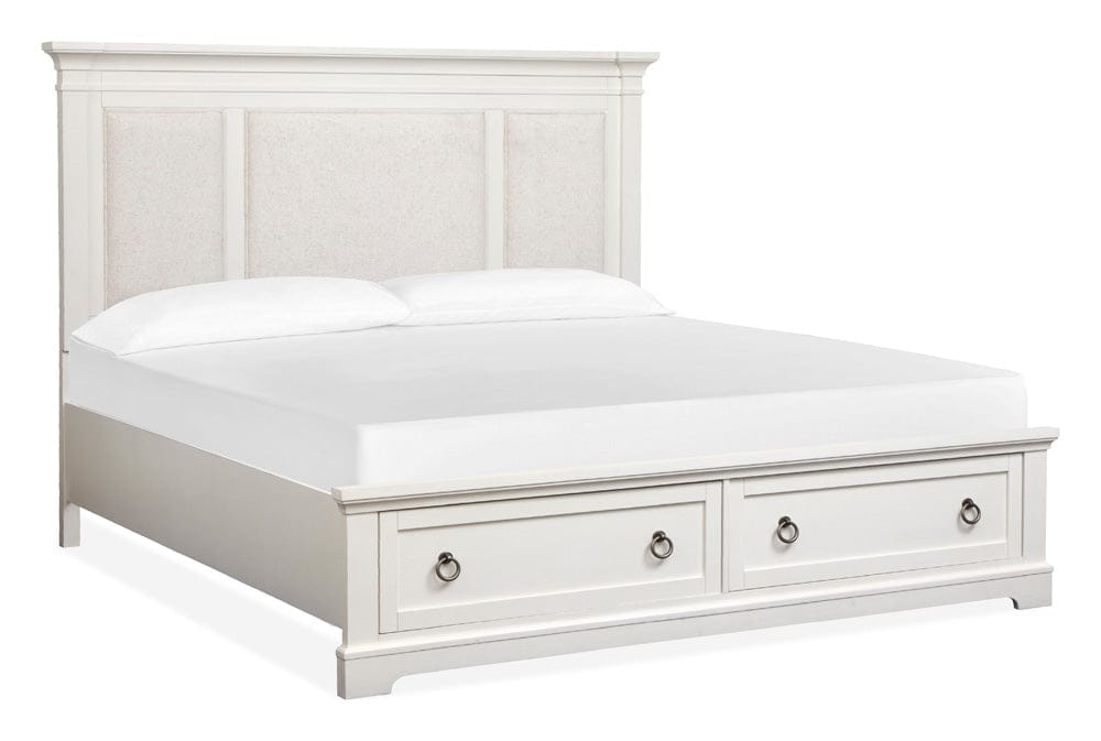Henry & Mason  -  Whitford Whisper White And Cerused Nutmeg California King Upholstered Panel Storage Bed  - AFA01014 view 1