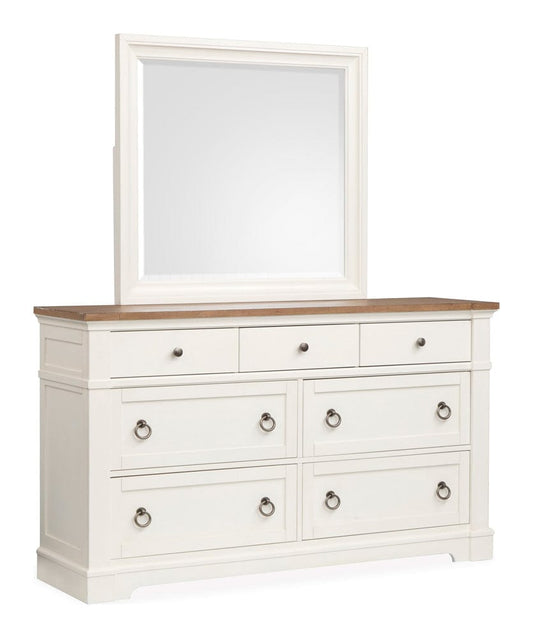 Henry & Mason  -  Whitford Whisper White And Cerused Nutmeg Drawer Dresser With Landscape Mirror  - AFA01018 view 1