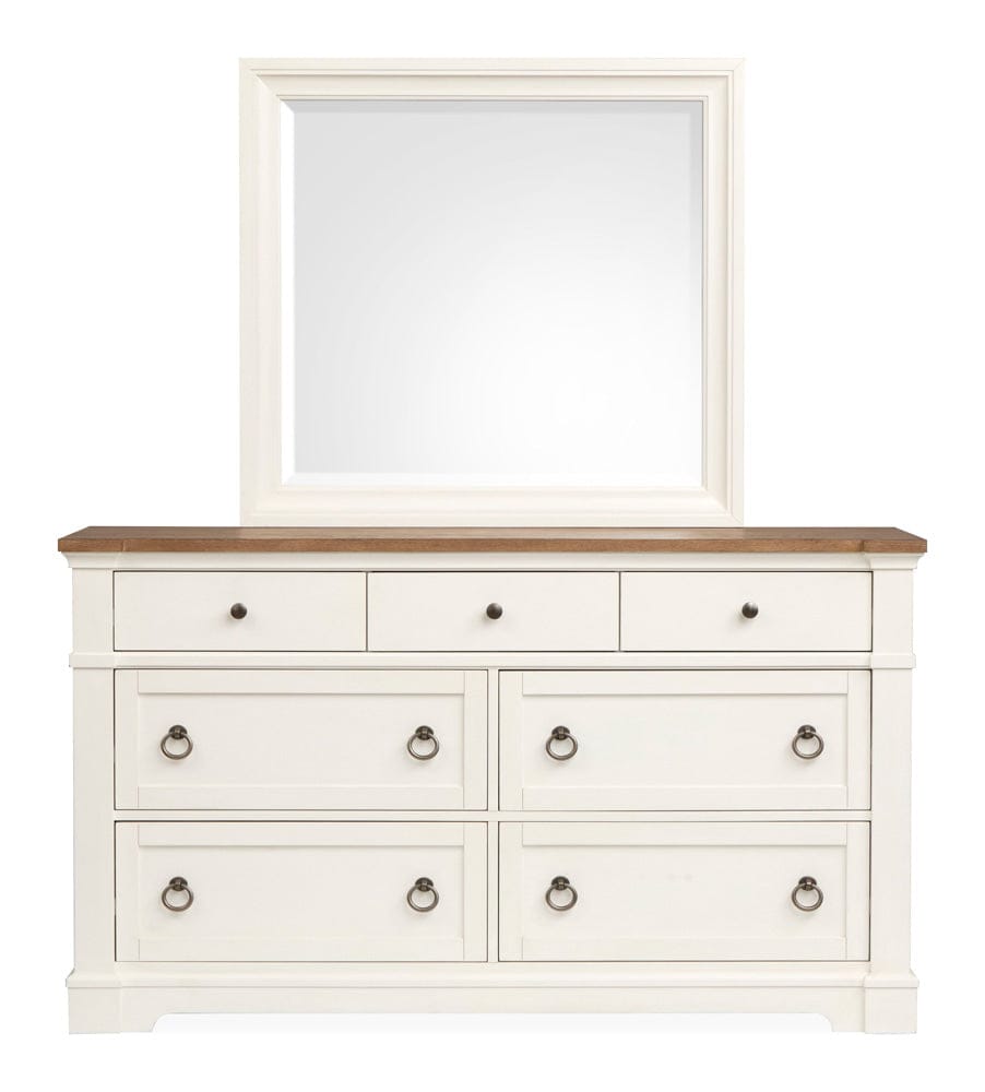 Henry & Mason  -  Whitford Whisper White And Cerused Nutmeg Drawer Dresser With Landscape Mirror  - AFA01018 view 2