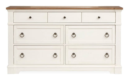 Henry & Mason  -  Whitford Whisper White And Cerused Nutmeg Drawer Dresser With Landscape Mirror  - AFA01018 view 5