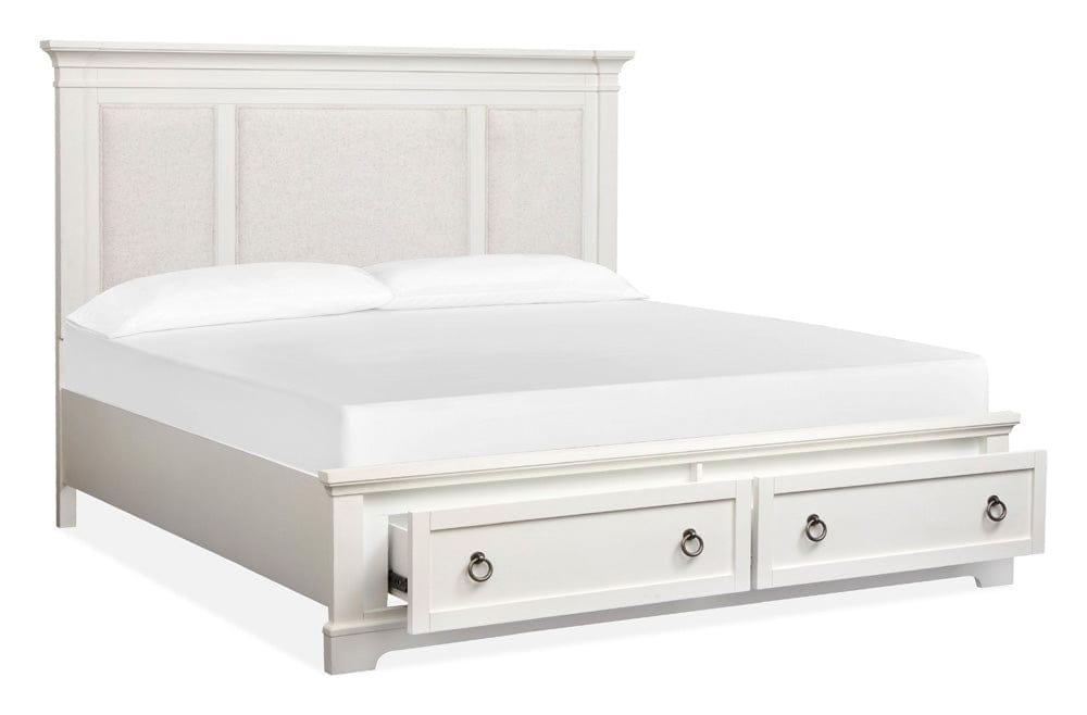 Henry & Mason  -  Whitford Whisper White And Cerused Nutmeg King Upholstered Panel Storage Bed  - AFA01023 view 2