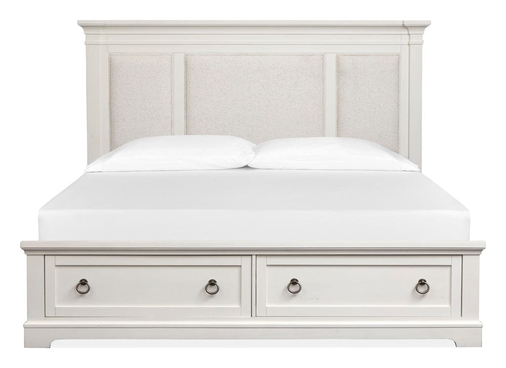 Henry & Mason  -  Whitford Whisper White And Cerused Nutmeg Queen Upholstered Panel Storage Bed  - AFA01027 view 3