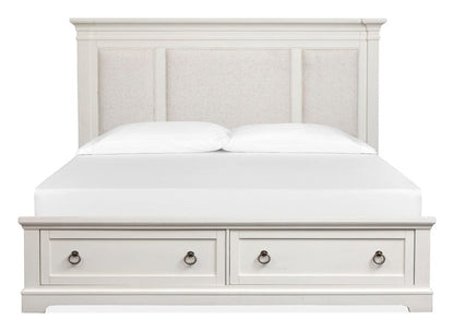 Henry & Mason  -  Whitford Whisper White And Cerused Nutmeg Queen Upholstered Panel Storage Bed  - AFA01027 view 3