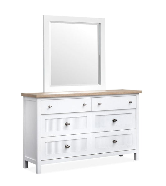 Henry & Mason  -  Windshore Haven White Whisp And Sand Double Drawer Dresser With Portrait Mirror  - AFA01430 view 1