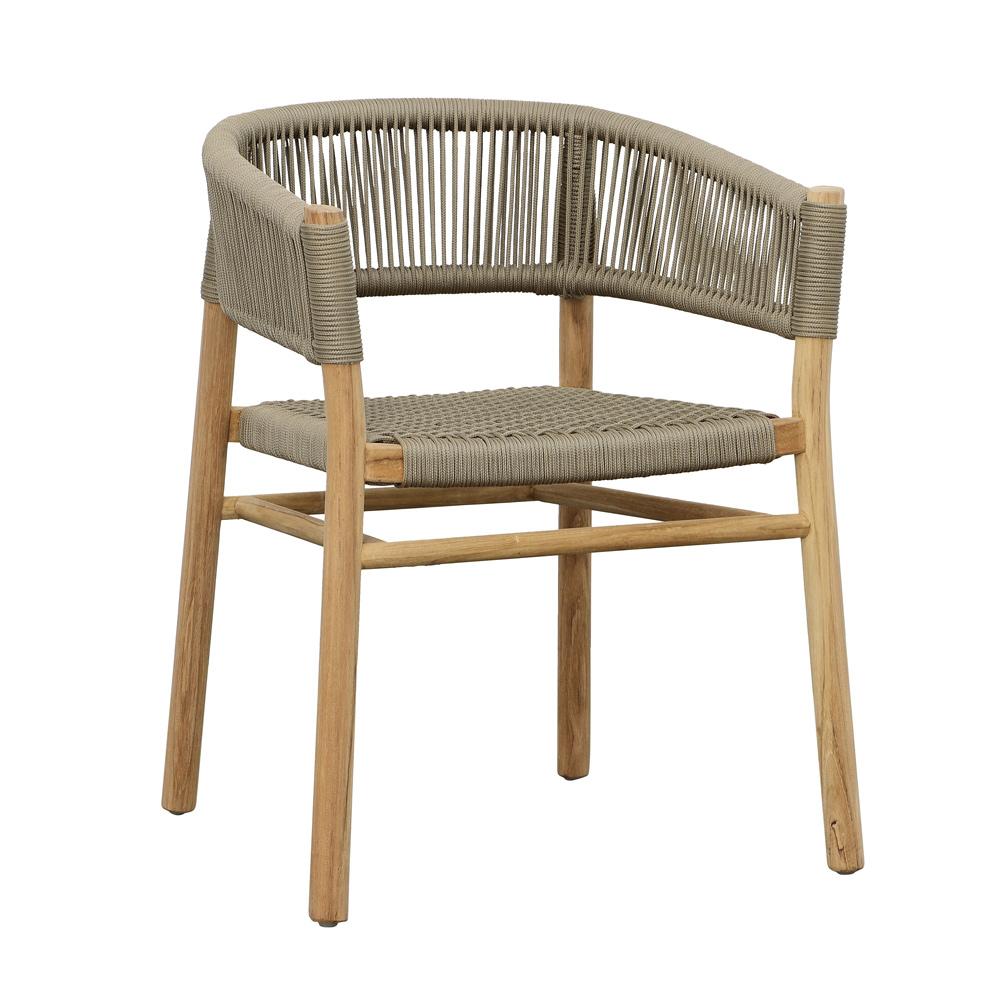 Henry & Mason - Winstone Teak Wood Dining Chair with Taupe Rope - DV7026 veiw 1
