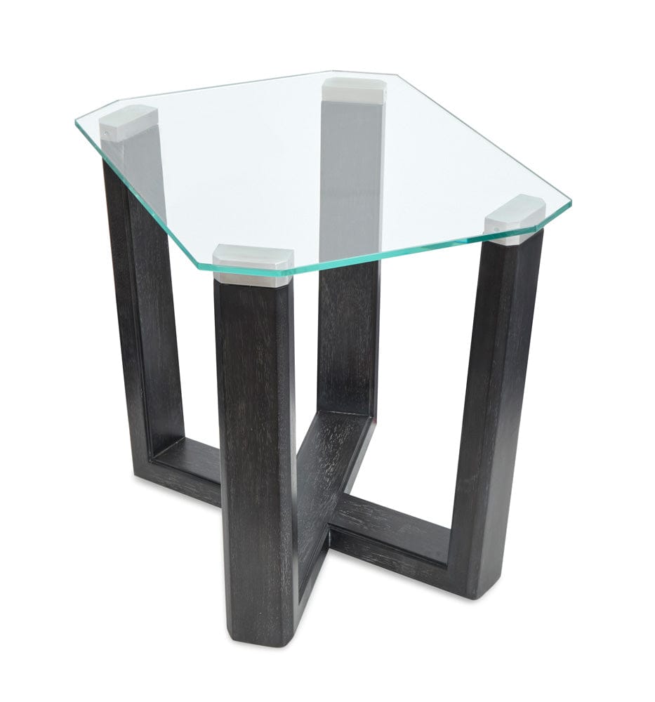 Henry & Mason  -  Wrenford Black Truffle And Clear Glass Rectangular End Table  - AFA01335 view 2