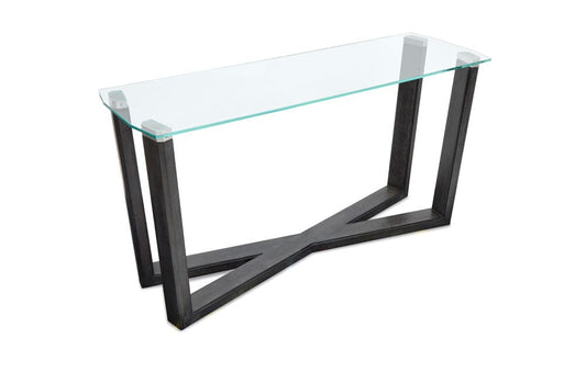 Henry & Mason  -  Wrenford Black Truffle And Clear Glass Rectangular Sofa Table  - AFA01336 view 2