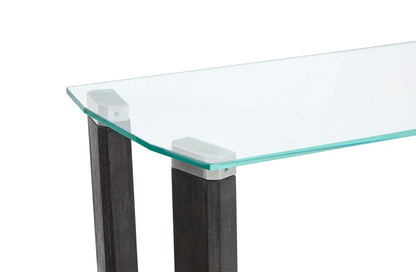 Henry & Mason  -  Wrenford Black Truffle And Clear Glass Rectangular Sofa Table  - AFA01336 view 5