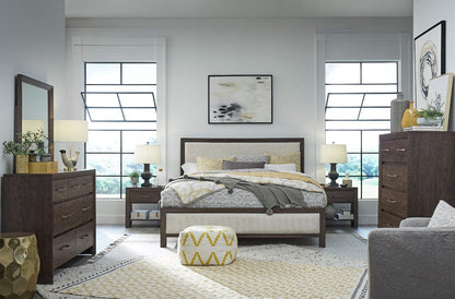 Henry & Mason  -  Wrenwyn Columbian Walnut Queen Upholstered Panel Bed  - AFA01081 view 5