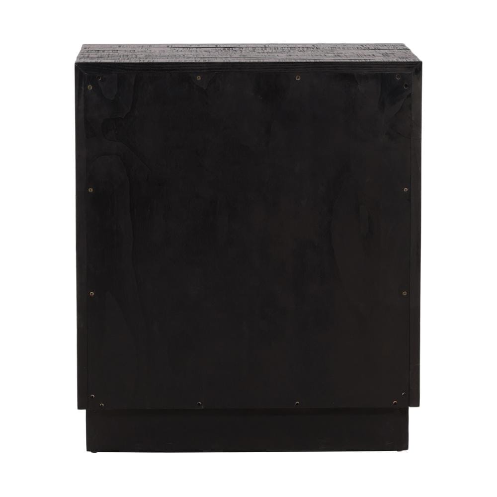 Henry & Mason - Wyandott Pine Wood 3 Drawer Nightstand in Blak with Nickle Pulls - DV7226 veiw 4