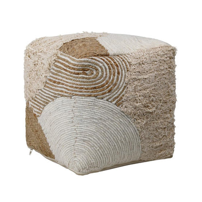 Henry & Mason - Yazmine Handwoven Wool, Jute and Cotton Multicolor Swirl Pouf - DV7571 veiw 1