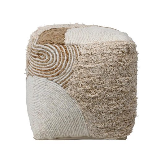 Henry & Mason - Yazmine Handwoven Wool, Jute and Cotton Multicolor Swirl Pouf - DV7571 veiw 2