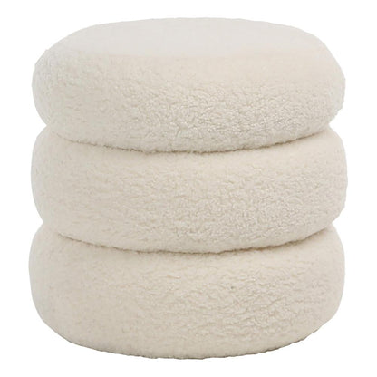 Henry & Mason - Yolan 18in Round Stacked Faux Sheepskin Ottoman - DV7373 veiw 1