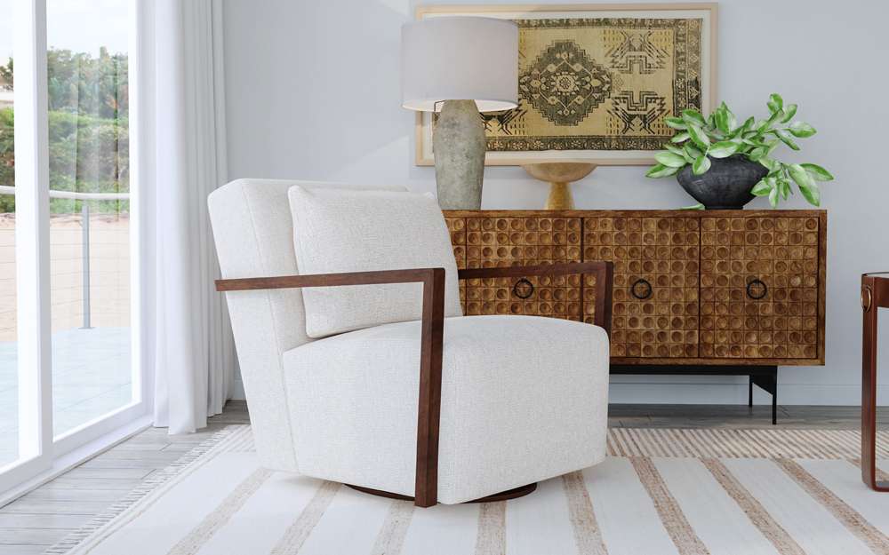 HF Custom - Creighton Exposed Wood Swivel Chair - 4143-400558-09-PALI veiw 3