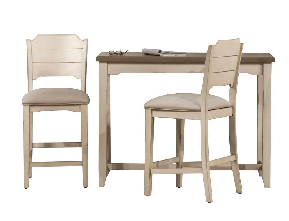 Hillsdale Furniture - Clarion Wood 3 Piece Counter Height Dining Set with Open Back Stools, Sea White - 4542CDT3S2 veiw 1