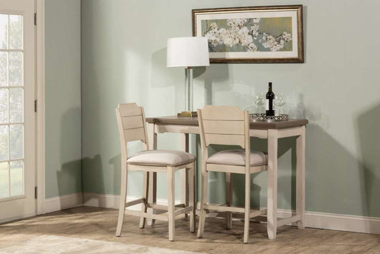 Hillsdale Furniture - Clarion Wood 3 Piece Counter Height Dining Set with Open Back Stools, Sea White - 4542CDT3S2 veiw 2