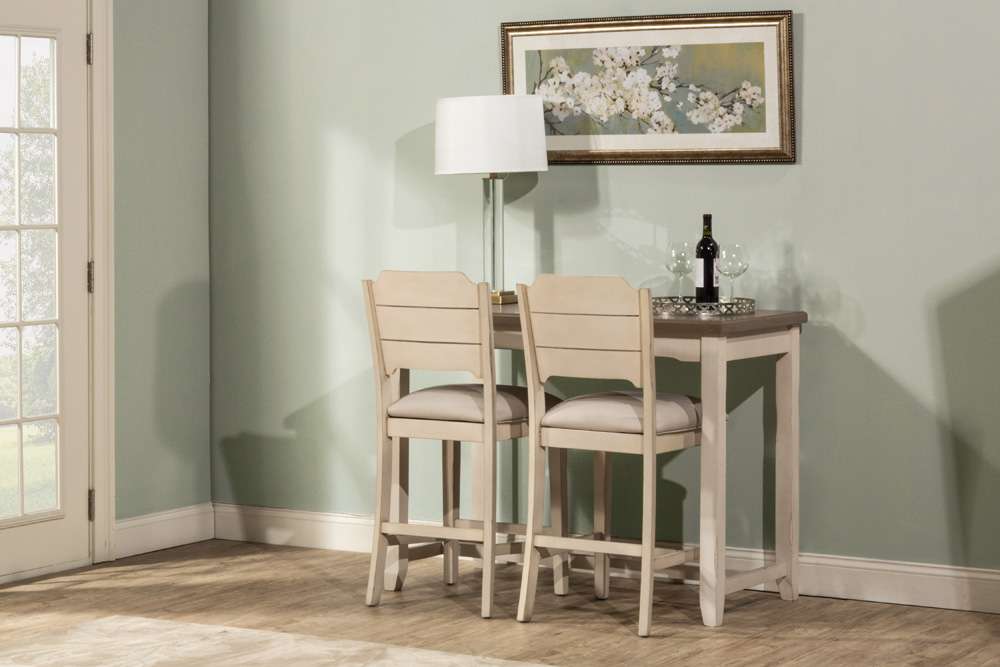 Hillsdale Furniture - Clarion Wood 3 Piece Counter Height Dining Set with Open Back Stools, Sea White - 4542CDT3S2 veiw 3