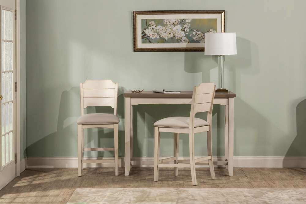Hillsdale Furniture - Clarion Wood 3 Piece Counter Height Dining Set with Open Back Stools, Sea White - 4542CDT3S2 veiw 4
