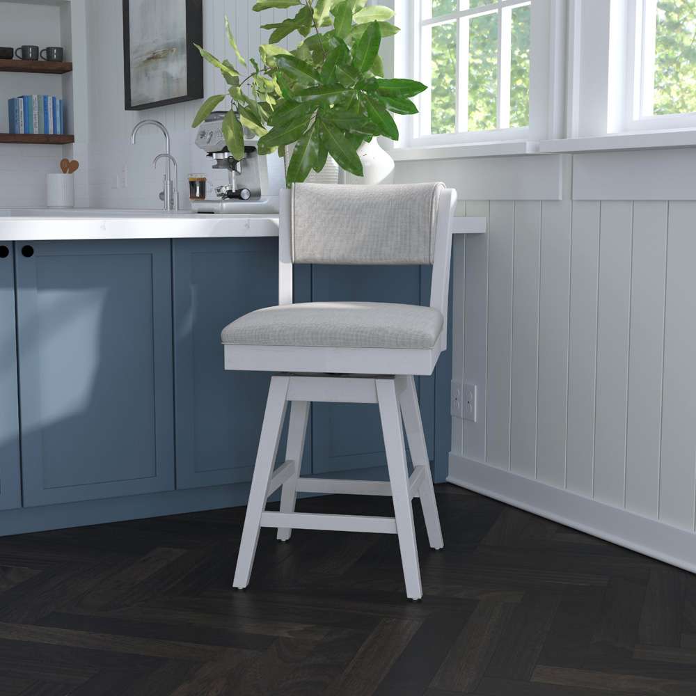 Hillsdale Furniture - Clarion Wood and Upholstered Counter Height Swivel Stool, Sea White - 4542-827 veiw 2