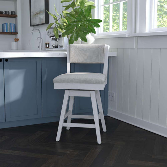 Hillsdale Furniture - Clarion Wood and Upholstered Counter Height Swivel Stool, Sea White - 4542-827 veiw 2