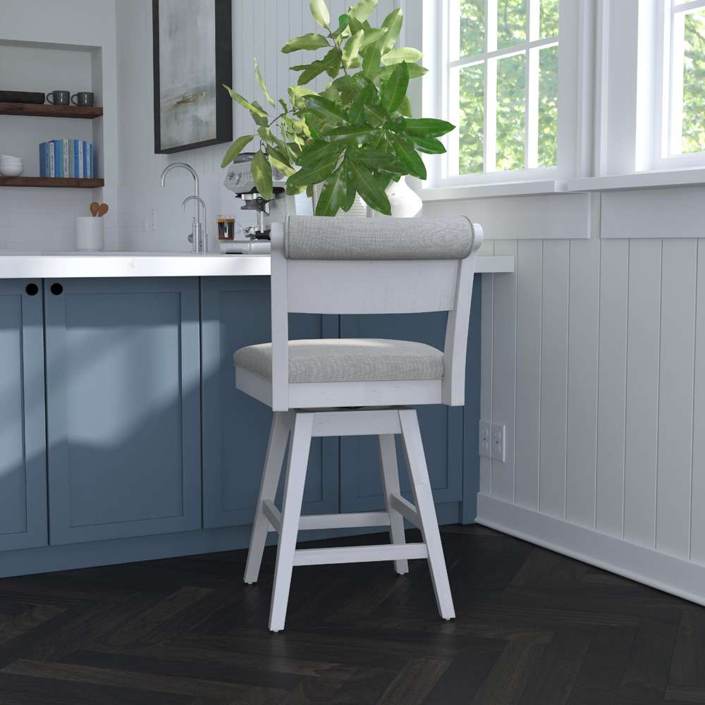 Hillsdale Furniture - Clarion Wood and Upholstered Counter Height Swivel Stool, Sea White - 4542-827 veiw 3